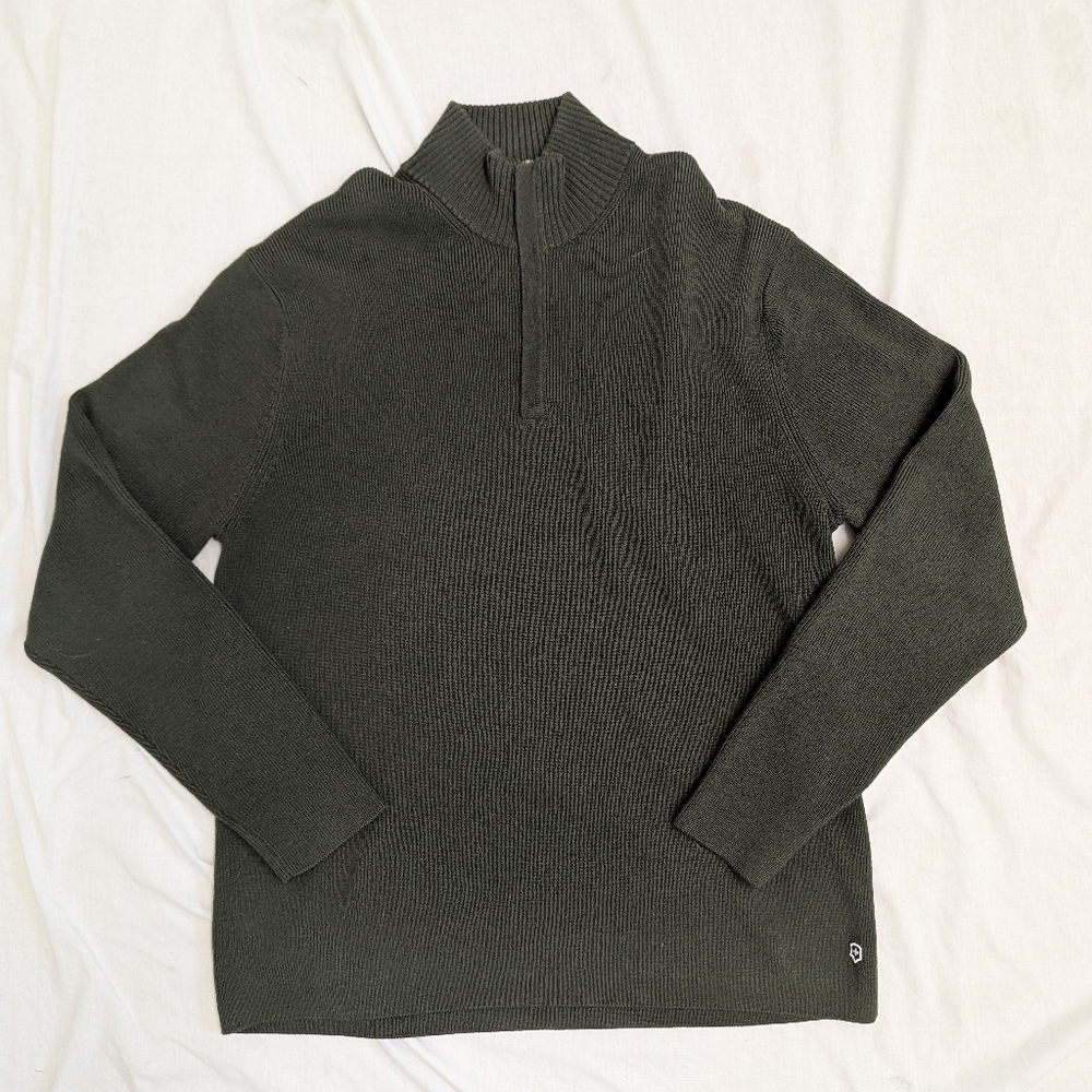 Victorinox Dark Green Wool Quarter Zip Sweater Men's XXL